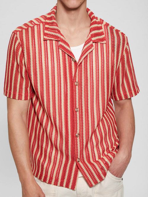Guess Panama Stripe Shirt Rosii | GUESS-SN31242