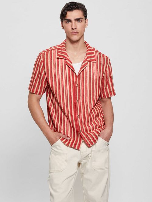 Guess Panama Stripe Shirt Rosii | GUESS-SN31242