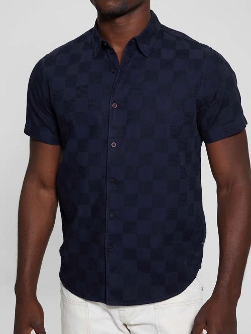 Guess Parker Dobby Shirt Albastri | GUESS-SN31267