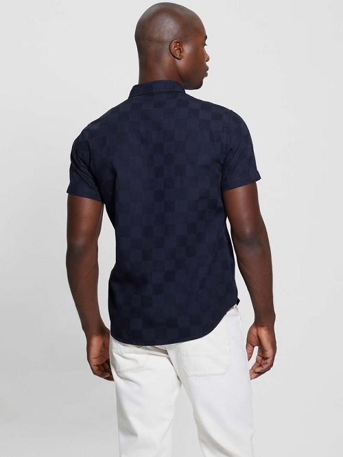 Guess Parker Dobby Shirt Albastri | GUESS-SN31267