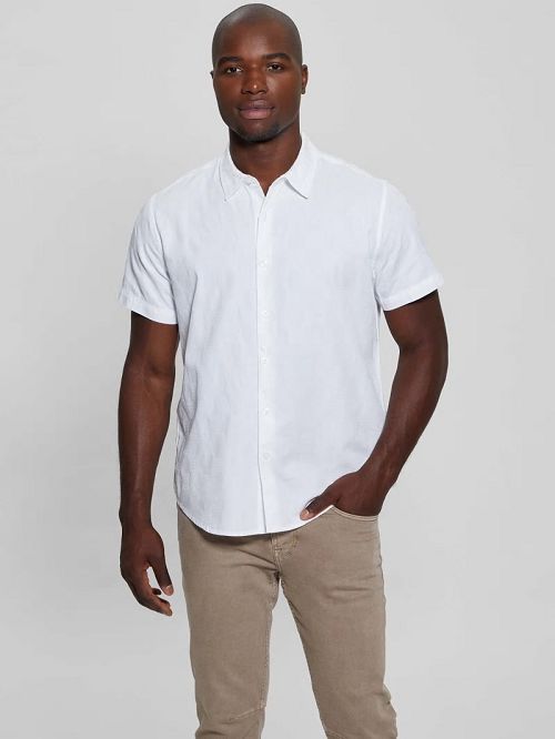 Guess Parker Dobby Shirt Albi | GUESS-SN31256