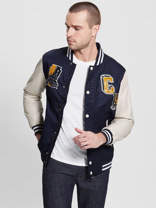 Guess Patch Varsity Jacket Albastri | GUESS-SN30717