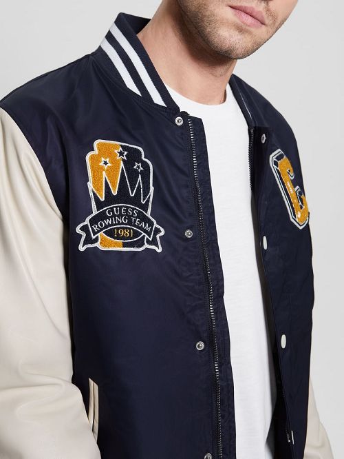 Guess Patch Varsity Jacket Albastri | GUESS-SN30717