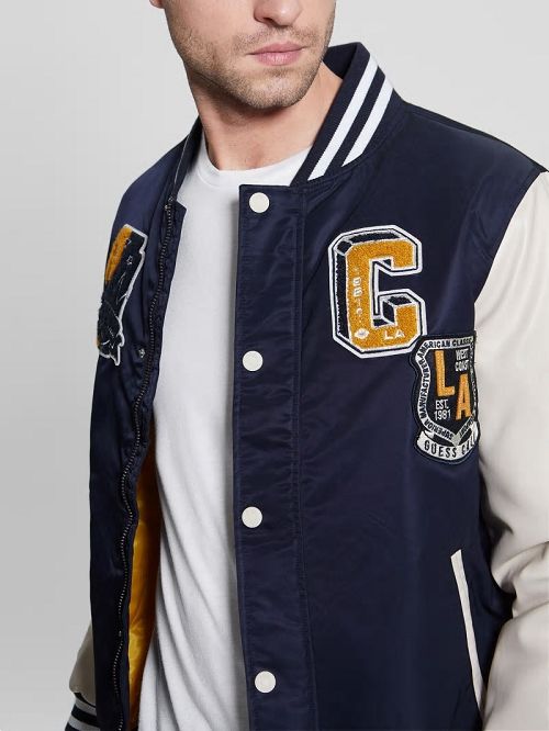 Guess Patch Varsity Jacket Albastri | GUESS-SN30717