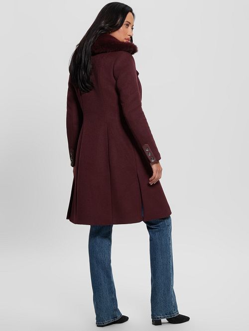 Guess Patrice Wool-Blend Belted Coat Rosii | GUESS-SN27956