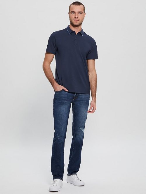 Guess Paul Pique Polo Albastri | GUESS-SN31168
