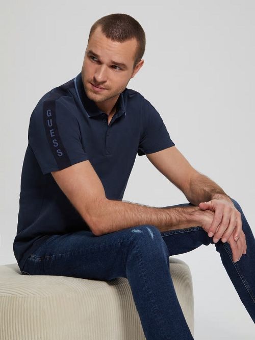 Guess Paul Pique Polo Albastri | GUESS-SN31168