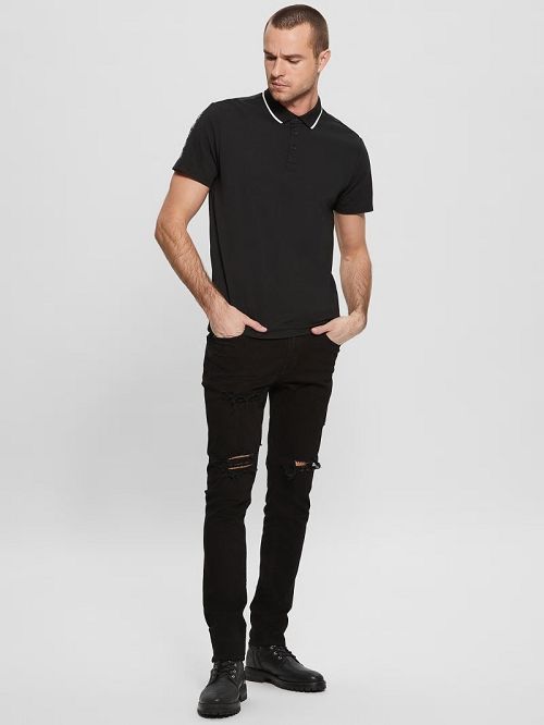 Guess Paul Pique Polo Negrii | GUESS-SN31170