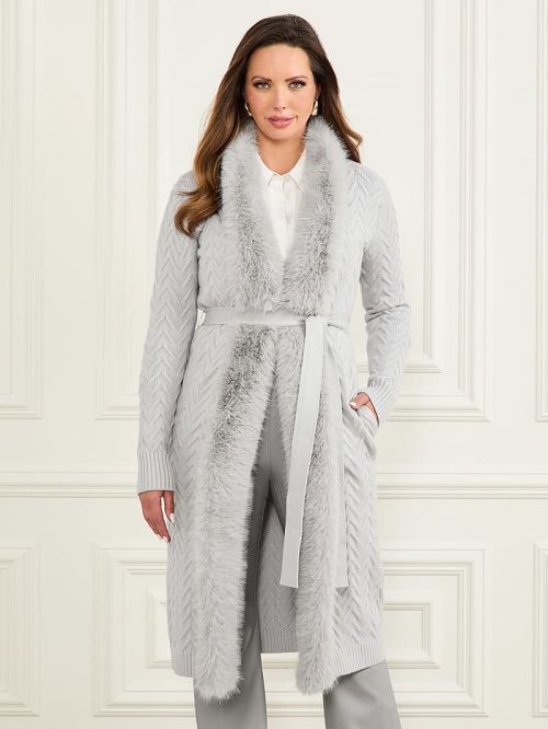 Guess Paula Wrap Cardigan Coat Gri | GUESS-SN28003