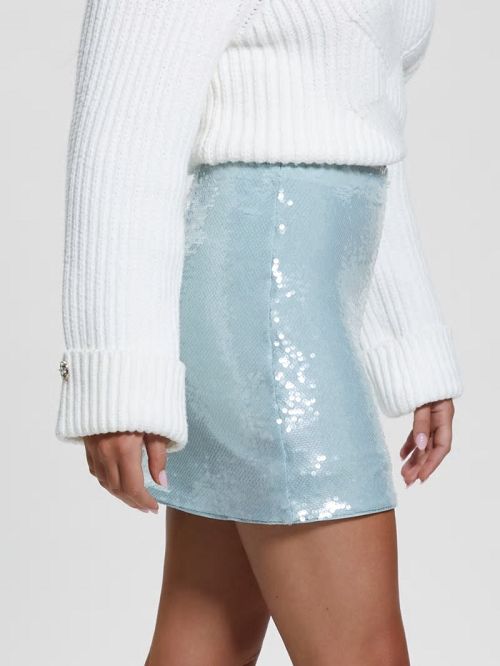 Guess Pelari Sequin Mini Skirt Gri | GUESS-SN28158