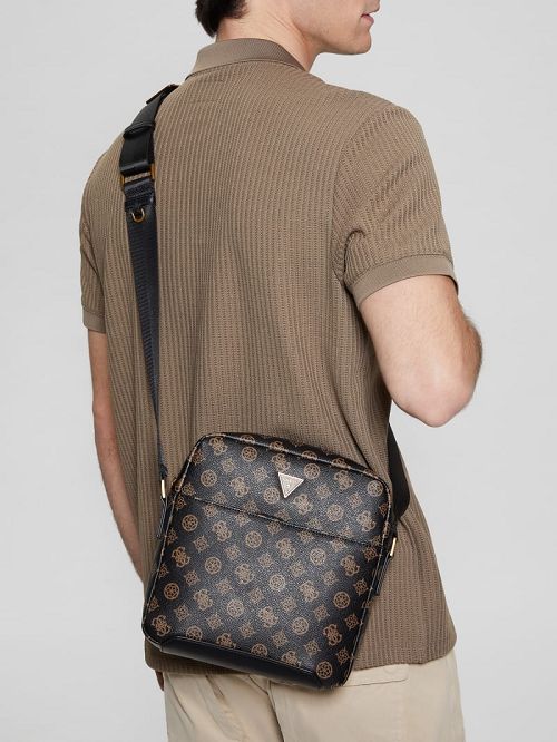 Guess Peony Eco Top-Zip Flat Crossbody Maro | GUESS-SN31726