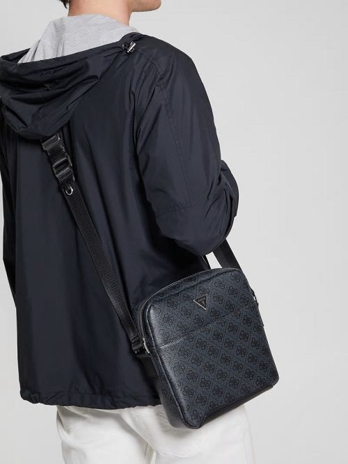 Guess Peony Eco Top-Zip Flat Crossbody Negrii | GUESS-SN31701