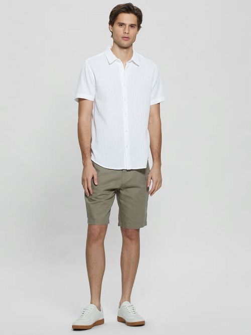 Guess Pillar Dobby Shirt Albi | GUESS-SN31189