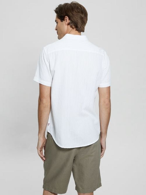 Guess Pillar Dobby Shirt Albi | GUESS-SN31189