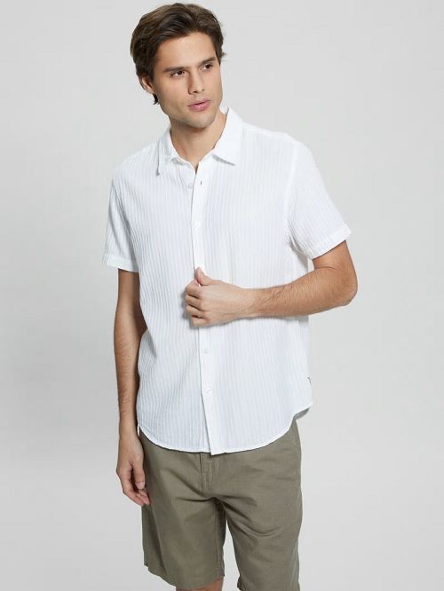 Guess Pillar Dobby Shirt Albi | GUESS-SN31189