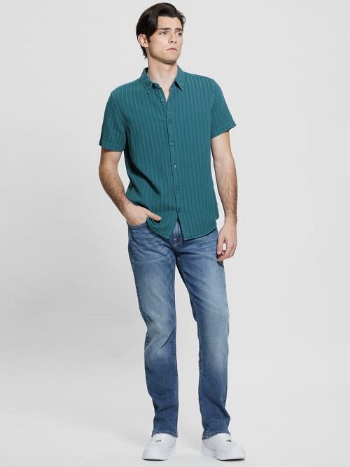 Guess Pillar Dobby Shirt Turcoaz | GUESS-SN31253