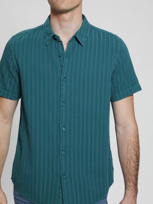 Guess Pillar Dobby Shirt Turcoaz | GUESS-SN31253