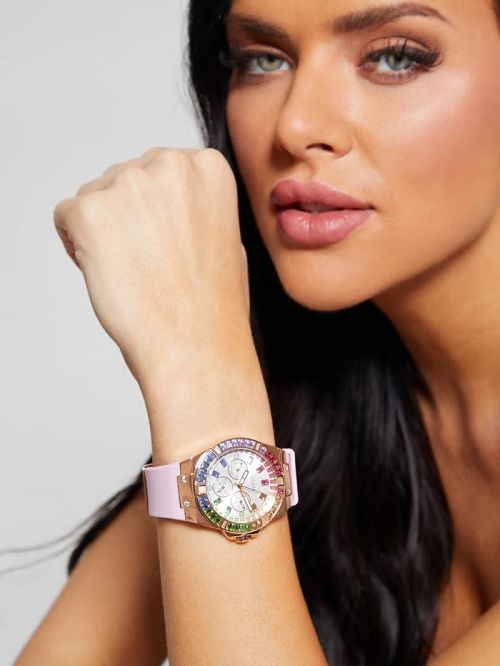 Guess Pink Multifunctional Silicon Watch Roz | GUESS-SN30043