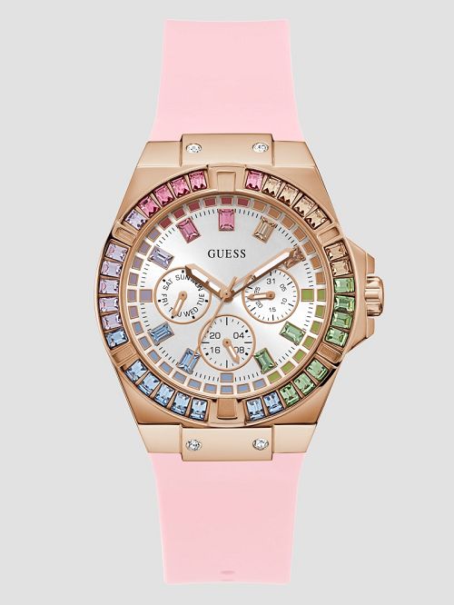 Guess Pink Multifunctional Silicon Watch Roz | GUESS-SN30043