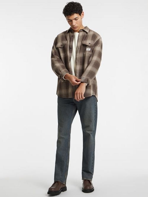Guess Plaid Long-Sleeve Pocket Shirt Maro | GUESS-SN30991