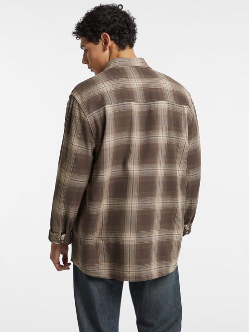 Guess Plaid Long-Sleeve Pocket Shirt Maro | GUESS-SN30991