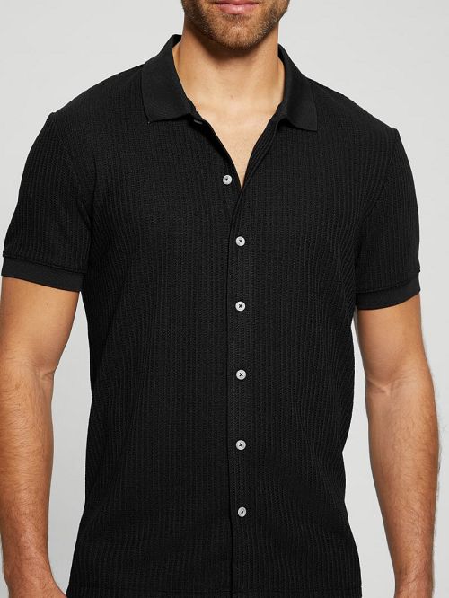 Guess Pointelle Knit Shirt Negrii | GUESS-SN31247