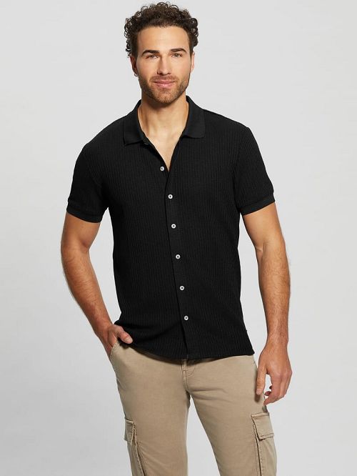 Guess Pointelle Knit Shirt Negrii | GUESS-SN31247