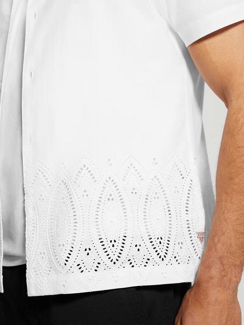 Guess Poplin Eyelet Shirt Albi | GUESS-SN31232