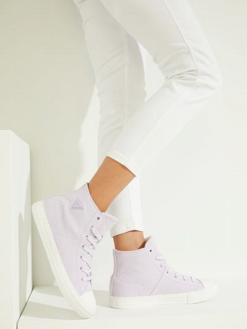 Guess Prinze High-Top Canvas Sneakers Portocalii | GUESS-SN29542