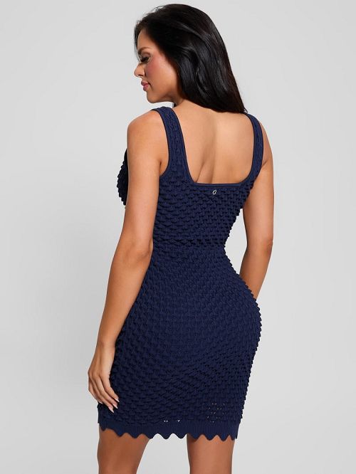 Guess Puruka Textured Sweater Dress Albastri | GUESS-SN26918