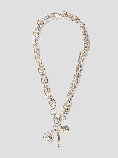 Guess Quattro G Charm Mixed Chain Necklace Argintii | GUESS-SN30270