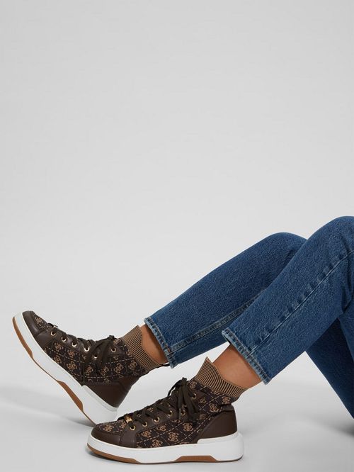 Guess Quattro G Knit High Top Sneakers Negrii | GUESS-SN29569