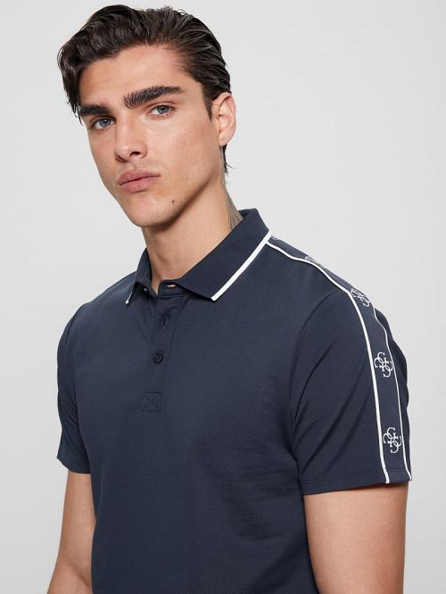 Guess Quattro G Tape Polo Albastri | GUESS-SN31285