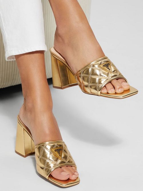 Guess Quilted Block Metallic Heels Aurii | GUESS-SN29764