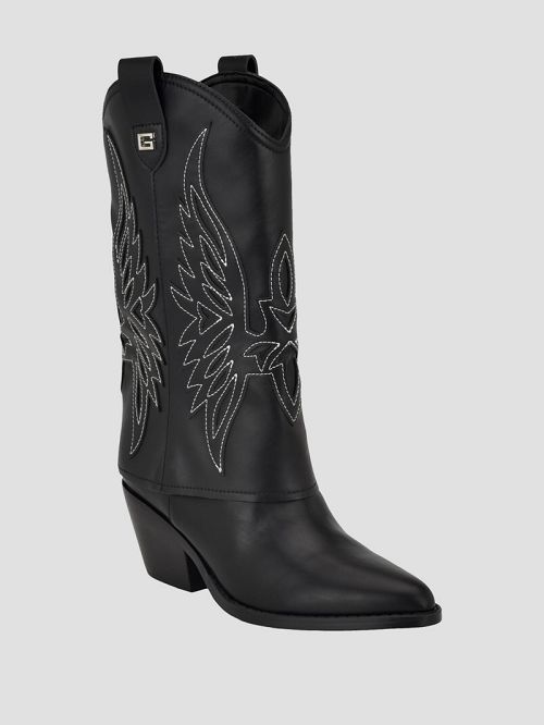 Guess Raegan Fold-Over Cowboy Boots Negrii | GUESS-SN29935
