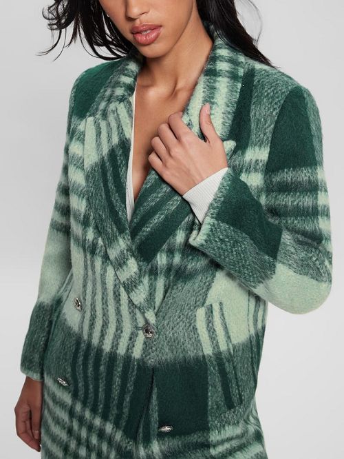 Guess Ramona Plaid Coat Verzi | GUESS-SN27959