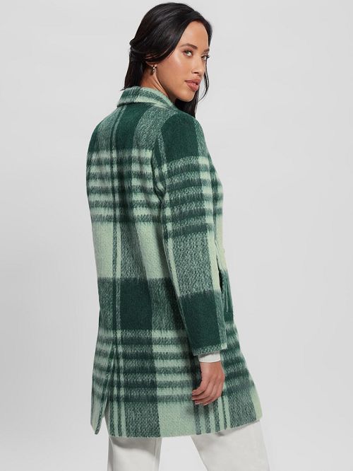 Guess Ramona Plaid Coat Verzi | GUESS-SN27959