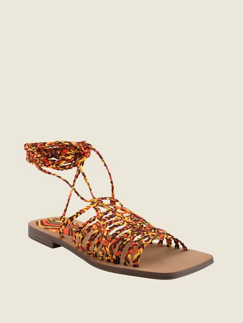 Guess Rayana Strappy Lace-Up Sandals Portocalii | GUESS-SN29651