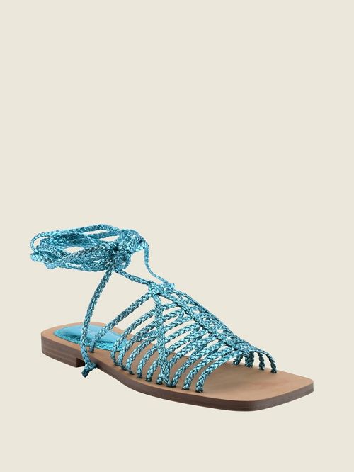 Guess Rayana Strappy Lace-Up Sandals Verzi | GUESS-SN29686