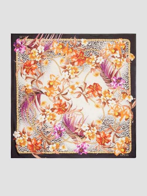 Guess Rebecca Printed Square Scarf Negrii | GUESS-SN30198