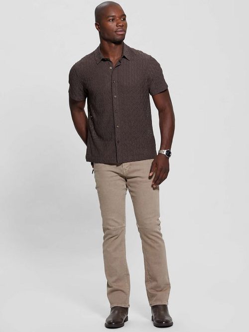 Guess Reeves Perforated Woven Shirt Maro | GUESS-SN31310