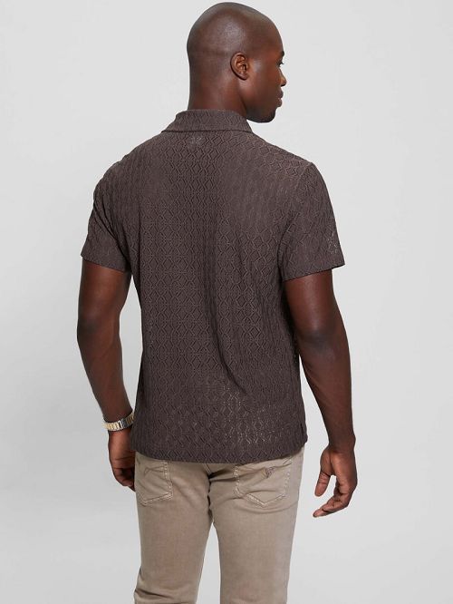 Guess Reeves Perforated Woven Shirt Maro | GUESS-SN31310