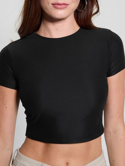 Guess Rene Second Skin Crop Tee Negrii | GUESS-SN27260