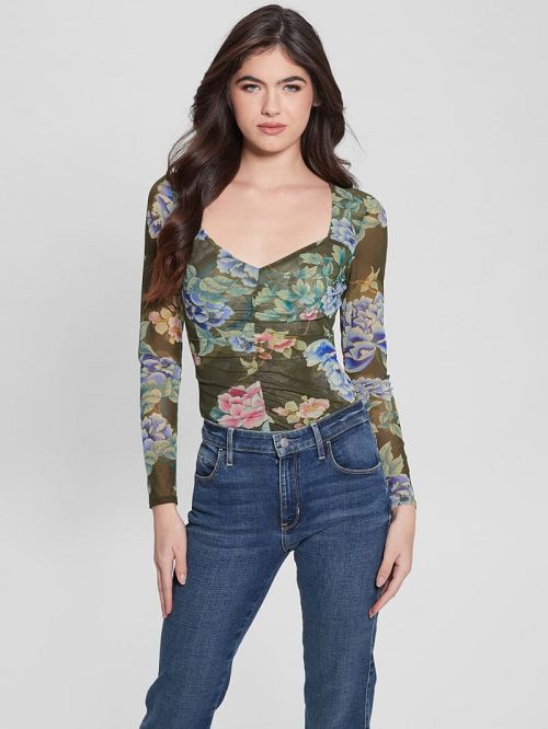 Guess Reyla Mesh Top Verzi | GUESS-SN27125