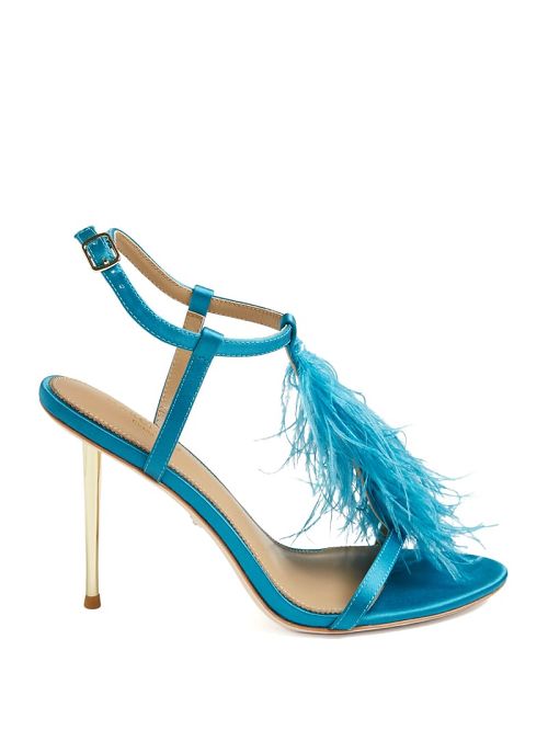 Guess Reyon Feather Satin Heel Albastri | GUESS-SN29832
