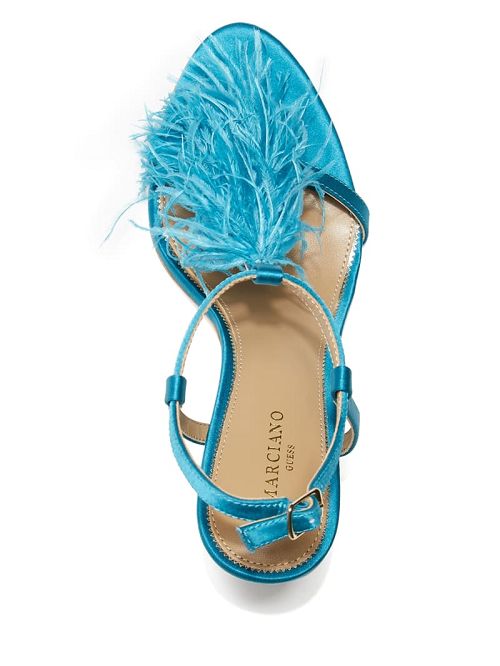 Guess Reyon Feather Satin Heel Albastri | GUESS-SN29832