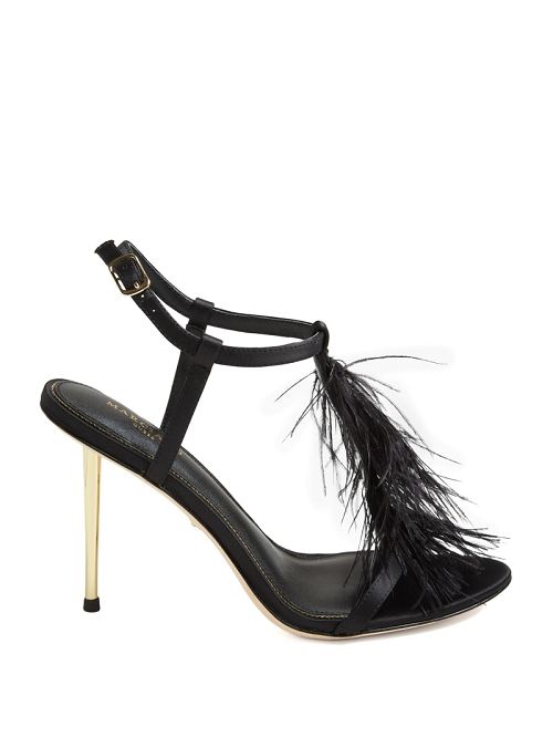 Guess Reyon Feather Satin Heel Negrii | GUESS-SN29828
