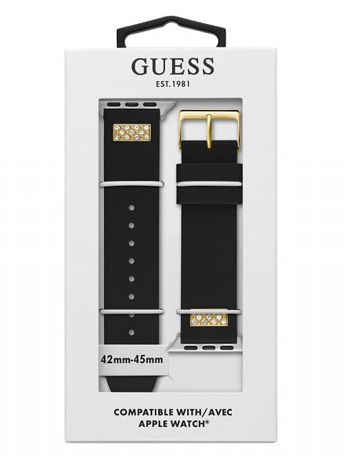 Guess Rhinestone Black Silicone 42-45 mm Band for Apple Watch® Negrii | GUESS-SN31648