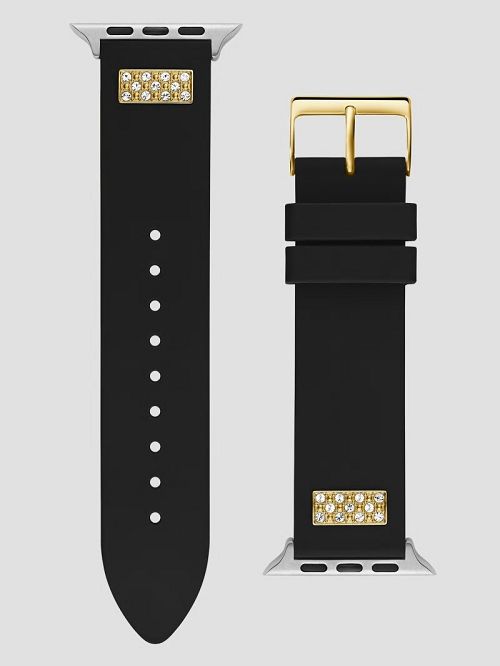 Guess Rhinestone Black Silicone 42-45 mm Band for Apple Watch® Negrii | GUESS-SN31648