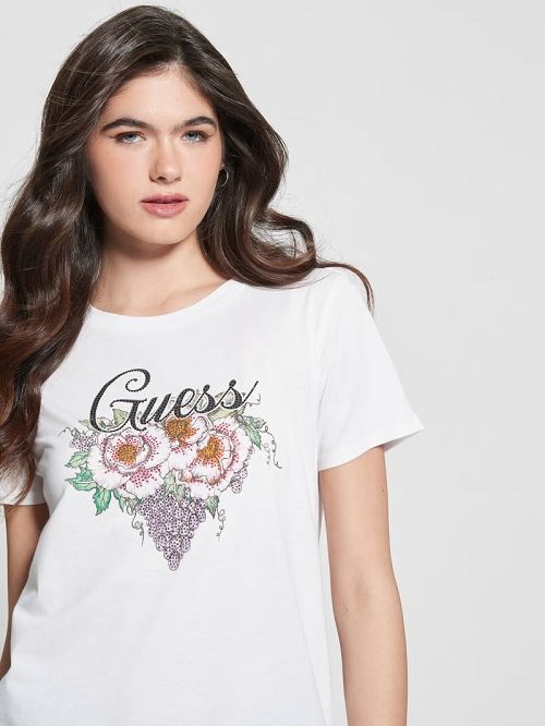 Guess Rhinestone Grapevine Tee Albi | GUESS-SN27067